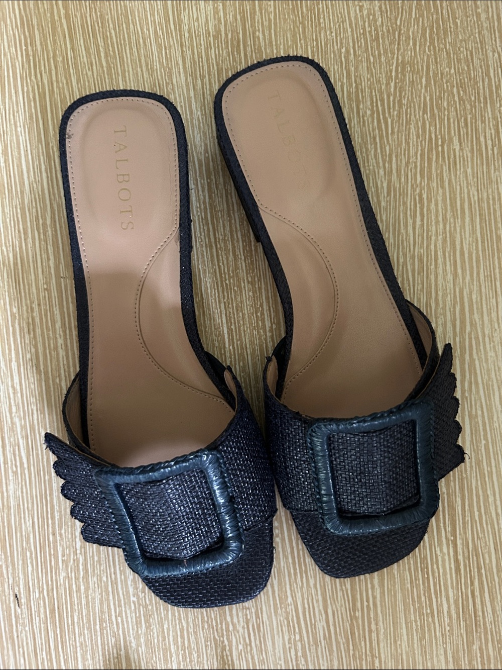 Talbots Navy Buckle-Accent Slide Mules Size 7.5